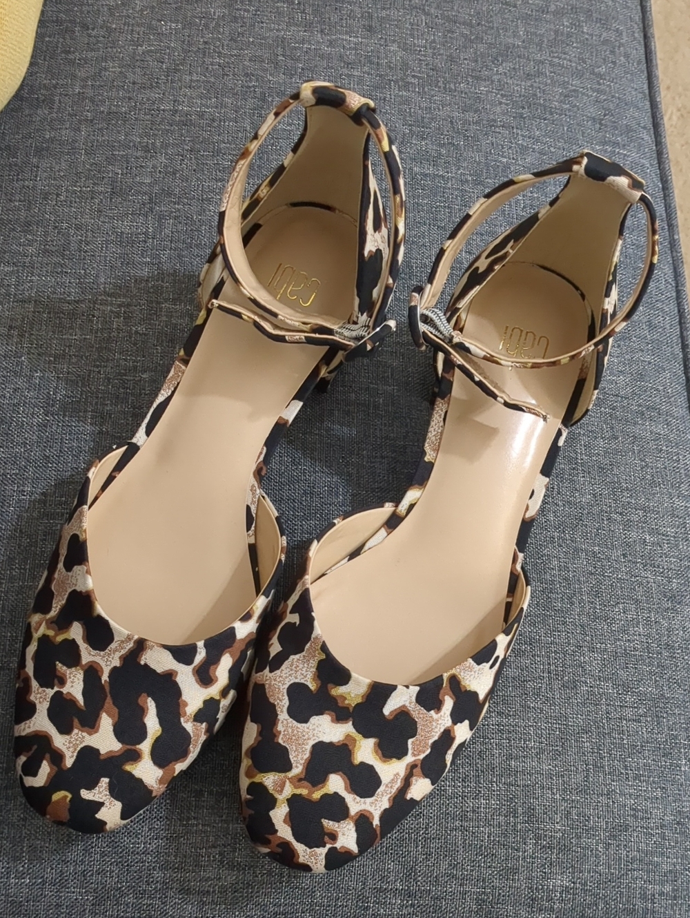 NWOT Cabi Leopard Print Ankle-Strap Flats in Black and Brown - Women
